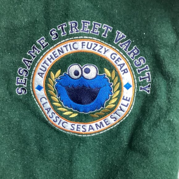 Vintage Y2K Sesame Street Cookie Monster Varsity Jacket Snap Front 5T - Picture 10 of 14
